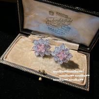 Music Note Dewdrop Barbie Pink Pearl Jewel Earrings Vintage Plated 18K Gold, Irregular Rainbow Zircon Earrings