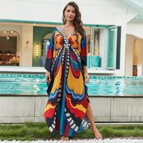 Beach blouse positioning print woven holiday robe loose blouse 8759 (41 colors) Y One size