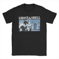 Men Ghost In The Shell T Shirts Anime Pure Cotton Clothes Casual Short Sleeve Round Neck Tee Shirt Plus Size T-Shirt S juoda