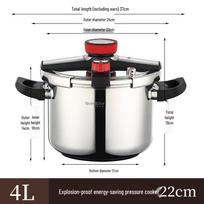 Denifei 304 Stainless Steel High-Pressure Cooker, Gas & Induction-Compatible, Thickened & Explosion-Proof. 4L Pressure Cooker