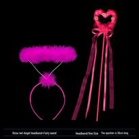 Children's Fairy Wand & Angel Halo Headband Set - Peach Heart Design One Size