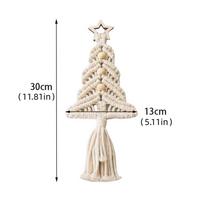 Bohemian Macrame Christmas Tree Wall Hanging, Handmade Cotton Rope Decor With Wooden Star, 3 Colors For Home Xmas Decoration A