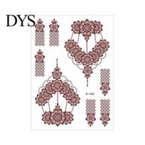 Waterproof Temporary Tattoos Henna Tattoo Stickers, Red Brown Lace Tattoos, Face Safe Indian Mehndi Body Art for Hands Feet, Festival Makeup C