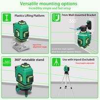 Multifunctional 16 Lines Laser Level Touchscreen 3 degrees  Self leveling Machine Rechargeable Lithium Battery Leveling įvairiaspalvis