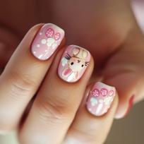 Short Square False Nail 24 Pieces Press on Nail With Rabbit Pattern Nail Art Manicure Stick on Nail For Stylish Look 1