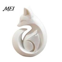 Arc Curled Design Sculpture 3D Printed Fox Sculpture, Matte White Minimalist Solid Structure Ornament, Easy Care Statue Stain-Resistant Smooth Surface balta