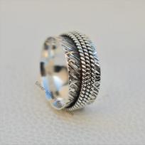 Sterling Silver Spinner Ring: Handmade Boho Meditation Fidget Ring 9.75