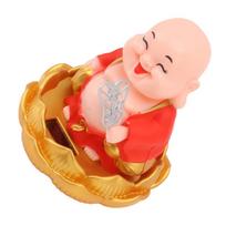 Plastic Light Sensing Nodding Maitreya Buddha  Hotel Café Counter Ornament raudona