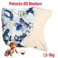 Pieluszka wielorazowa aio newborn kieszonka bambus samoloty nappime