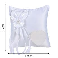 Handmade Wedding Ring Pillow Polyester Wedding Ring Holder Bridal Ring Cushion  Engagement Ceremony 17x17cm