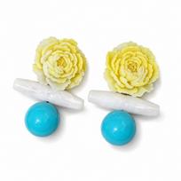Flower Shape Dangle Earrings Gradient Yellow Statement Earrings New Peony Flower Earrings  Jewelry mėlyna