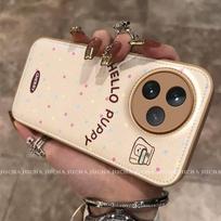 Silicone Shockproof Phone Case Redmi K80 K70 Pro With Embroidered White Puppy Design Lanyard Option Xiaomi Redmi K80 Pro