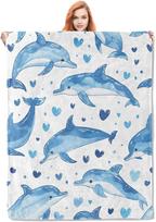 Lovely Dolphin Pattern Soft Throw Blanket – Perfect for Sea Animal Lovers, Friends, Couch, Bed, Car, Home, Camping, All-Season Size: 75*100cm, Weight: 230 GSM