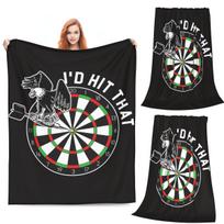 Darts Player Bullseye Dart Board Arrow Aim Blankets Soft Warm Flannel Throw Blanket Cover for Bed Living room Picnic Travel Sofa Size: 75*100cm, Weight: 230 GSM