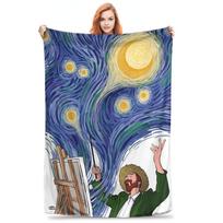 Vincent Van Gogh Starry Night Star Famous oil Painting Blankets Lightweight Fleece Throw Blanket for Bedroom Throws Bedspread Size: 75*100cm, Weight: 230 GSM beige