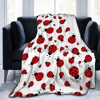 Red Ladybug Cartoon Pattern Blanket Super Soft Throw Warm Lightweight Fuzzy Plush Fleece Blanket for Couch Bed Sofa All Season Size: 75*100cm, Weight: 230 GSM