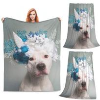 Pit Bull Flower Power Apollo Blanket Soft Warm Flannel Throw Blanket Plush for Bed Living room Picnic Travel Home Sofa Size: 75*100cm, Weight: 230 GSM