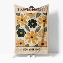 Vibrant Floral Retro Geometric Print Throw Blanket Sofa Bed Cover for Living Room Bedroom Decor Size: 75*100cm, Weight: 230 GSM