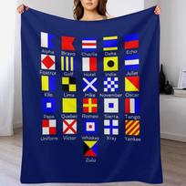 Buriavimo Jūrinio Signalinio Vėliavėlių Raidžių Mesti Antklodė Minkšta Vienspalvė Antklodė Sofai Lovai Size: 75*100cm, Weight: 230 GSM blue