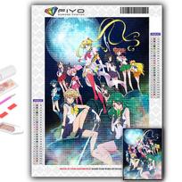 Deimantinė tapyba Sailor Moon Siuvinėjimas kryželiu Kalnų krištolo namų dekoras Full Round 30X40CM gray
