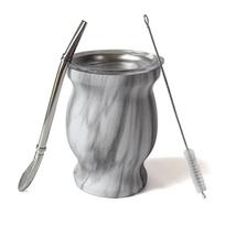 230ML Bombilla Set Yerba Mate Gourd Double Stainless Steel Tea Cup with One Spoon and Brush Heat Insulation Anti Scalding marmuras