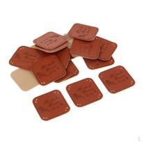 20 Handmade Labels PU Leather Label Tags Buttons Apparel Small Rose