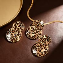 Autumn and Winter Retro Round Leopard Print Earrings Necklace Simple Light Luxury Stud Earrings Design Sense Niche Earrings Necklace leopardo rašto spalva