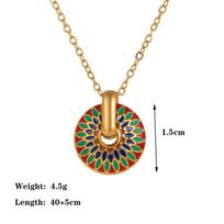 Kolmnsta Colorful Enamel Choker Titanium Steel Pendent Necklace For Women Girl Bohemian Daisy Stud Earrings Handmade Jewelry Set 45cm