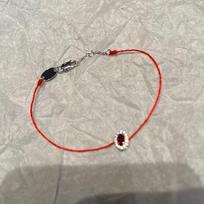 France Paris Ruby Green Sapphire Small Red Rope Bracelet, Small Hand-Woven High-End Sense Of Fate Transfer Hand Rope