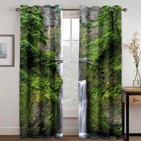 3D Forest Scenery Blackout Curtains Set Fresh Green Pattern for Living Room Bedroom Home Decor 100W130H(CM)40x51in&Hook