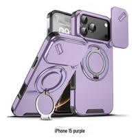 CAXITON Magnetic Ring Holder iPhone 15 Case with Lens Cover