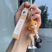 Cartoon Creativity Cute Yoga Girl Silicone Keychain Lovely Fitness Design Ideal Gift For Yoga Lovers Home Decoration Pendant A6