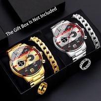 6-Piece Men'S Watch Set Men'S Fashion Quartz Pointer Watch