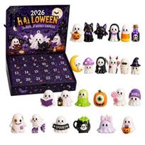 Halloween Surprise Gift Box Advent Calendar 2026, 24 Days Countdown with Party Favors for Children Collectible Mini Figures, Spooky Doll Figurines A black