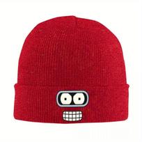 New Bender Face Knitted Hat for Women Unisex Beanies Winter Hat Acrylic Futuramas Crochet Caps
