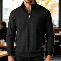 Sweater Men 2026 Casual Retro Casual Stand-up Collar Zipper Loose Knitted Jacquard Long-sleeved Pullover Men's Clothing S