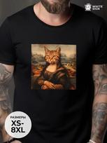 Oversized cotton T-shirt with  Mona Lisa Cat  print 3XL