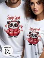 Oversized cotton T-shirt with  Panda Stay Cool  print S