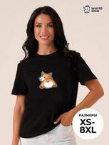 Oversized cotton T-shirt:  Corgi Doggo S