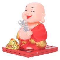 Plastic Light Waving Buddha Ornament Car Light Driven Buddha Figurine  Window Sill Table Statue raudona
