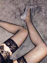 1 Pair Diamond Lace Thigh High Sheer Stockings For Women, Ultra-Thin Anti-Snag Silicone Anti-Slip, Suitable For Daily Wear/Date One Size