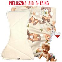 Pieluszka wielorazowa aio kieszonka bambus misie zielone   nappime