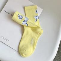 Women Streetwear Fashion Letter Print Hip Hop Skateboard Sports Socks Candy Colors Girls School Stockings Cotton High Long Socks EUR 35-39