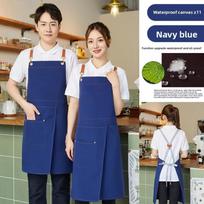 Breathable Sleeveless Apron Canvas Working Clothes Portable Cooking Aprons  For Restaurants Cafe mėlyna