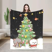 Bubu Dudu Merry Christmas Soft Blanket Camping Plush Bedding Throws Fluffy Couch Chair Flannel Bedspread Sofa Bed Cover Size: 75*100cm, Weight: 230 GSM