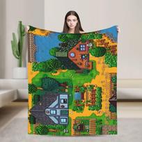 The best Stardew Valley farm-Flannel Blanket Soft Durable Throw Blanket for Living Room Travel Pattern Bedspread Sofa Bed Cover Size: 75*100cm, Weight: 230 GSM