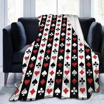 Playing Cards Symbols Fannel Fleece Throw Blanket Portable Soft Warm Cozy Blankets Lightweight Bedspread for Home Office Size: 75*100cm, Weight: 230 GSM