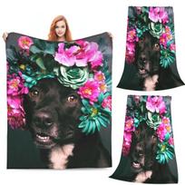 Pit Bull Flower Power Apollo Blanket Soft Warm Flannel Throw Blanket Bedding for Bed Living room Picnic Travel Home Sofa Size: 75*100cm, Weight: 230 GSM