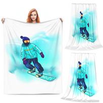 Snowboard Like A Normal Just A Cooler Blanket Soft Warm Flannel Throw Blanket Bedding for Bed Livingroom Picnic Travel Home Sofa Size: 75*100cm, Weight: 230 GSM