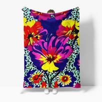 Vibrant Floral Print Blanket - Large Soft Throw Blanket for Sofa Bed Decoration Decorative Throw Blanket Size: 75*100cm, Weight: 230 GSM